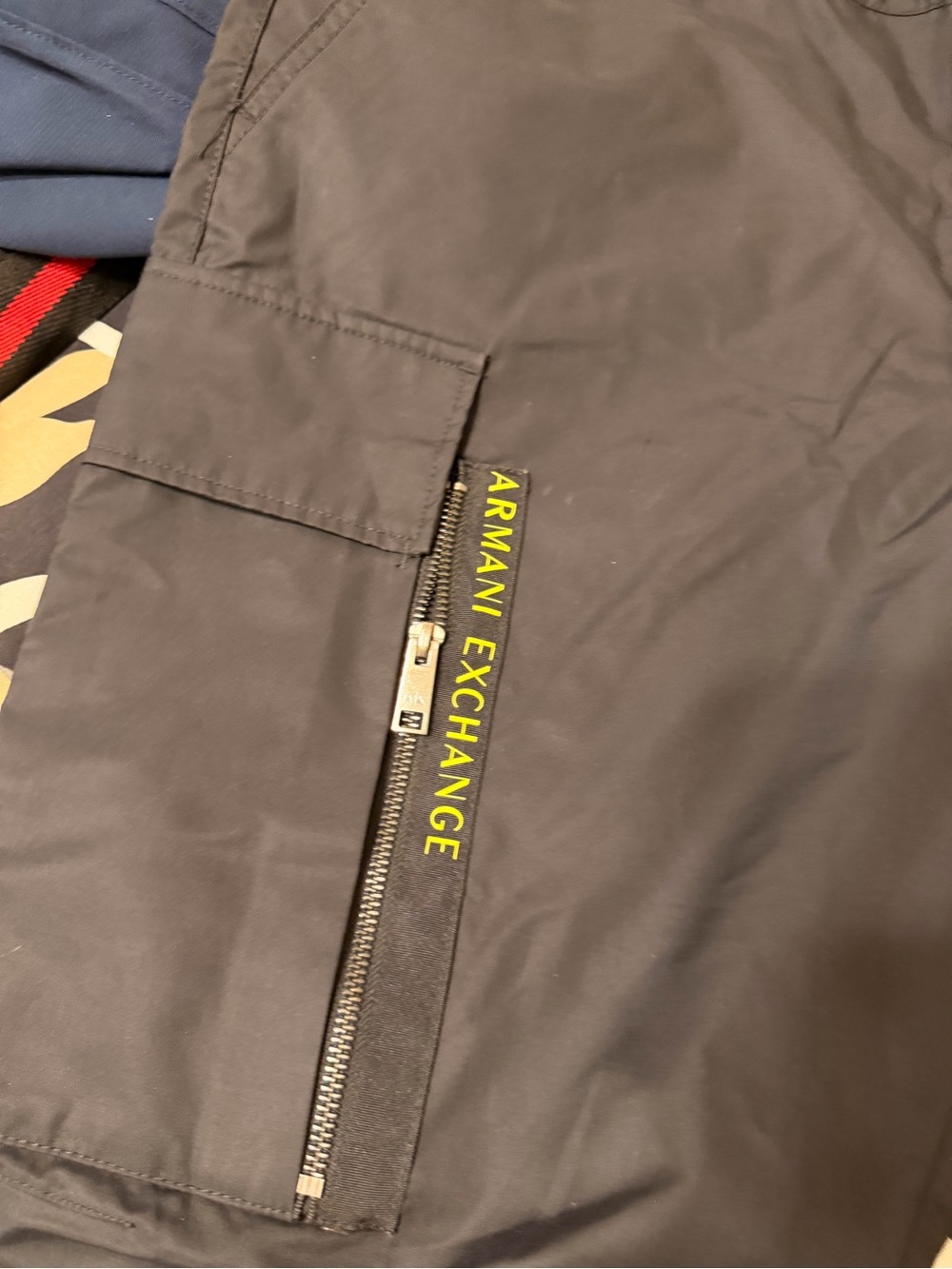 Armani Exchange black cargo pants  with Subtle Tan Accent